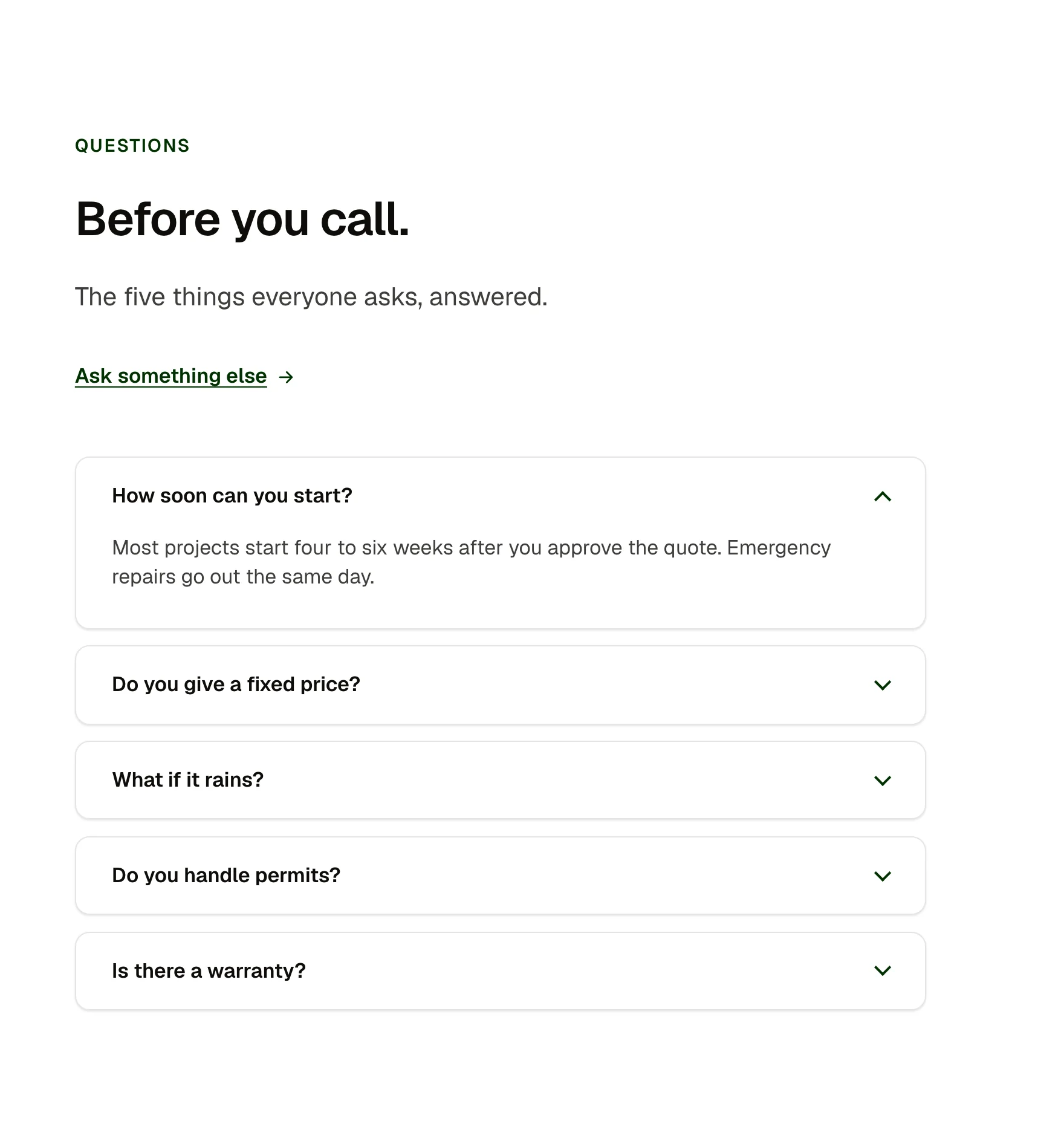 FAQ section