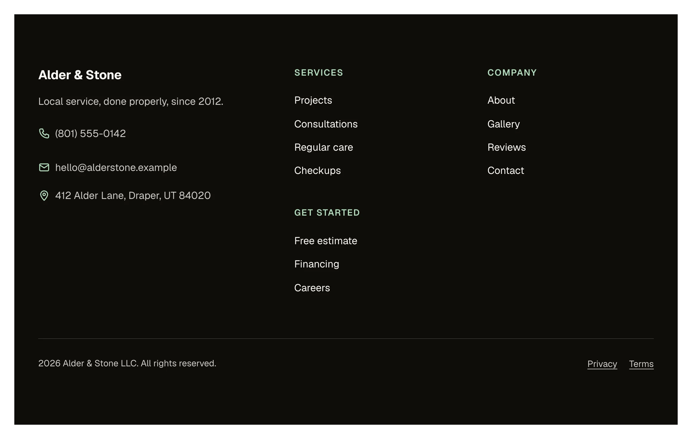 Footer with columns