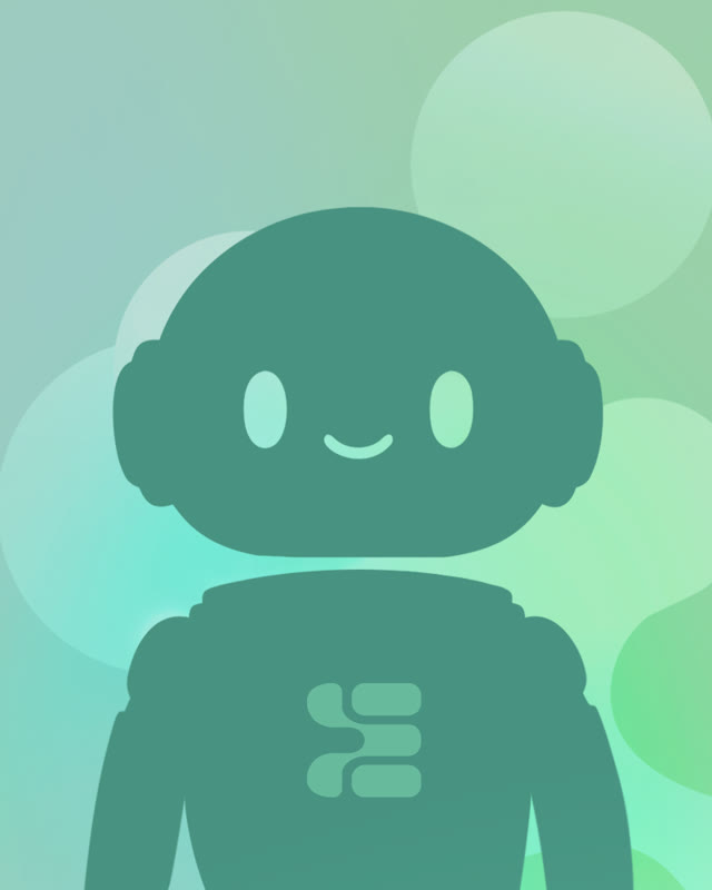 A friendly teal robot avatar with the EtchPress mark on its chest