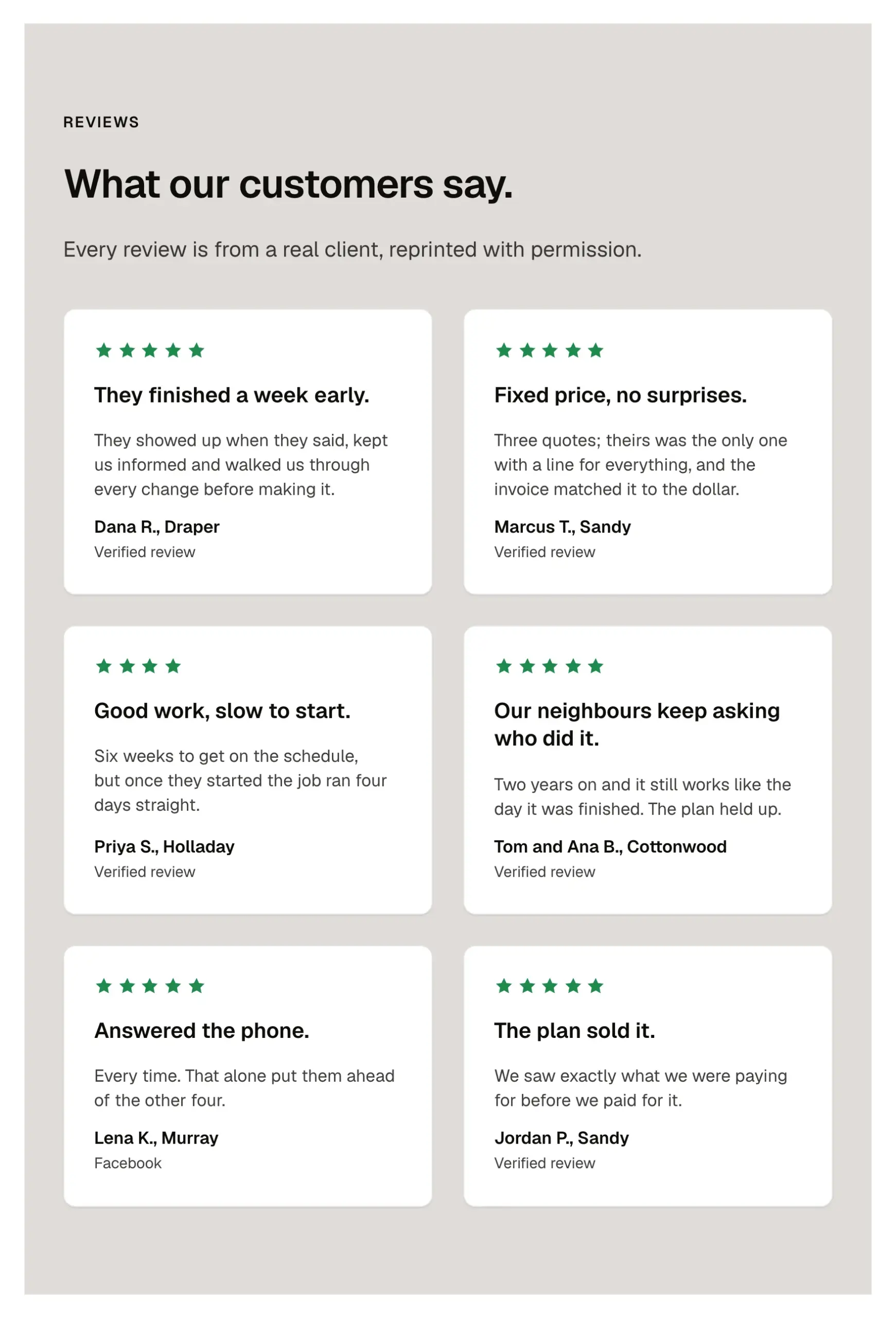 Testimonials wall