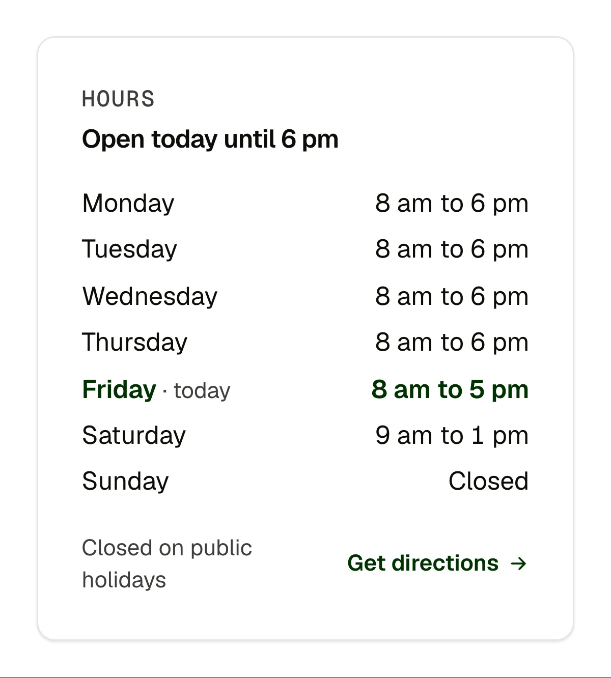Widget: hours