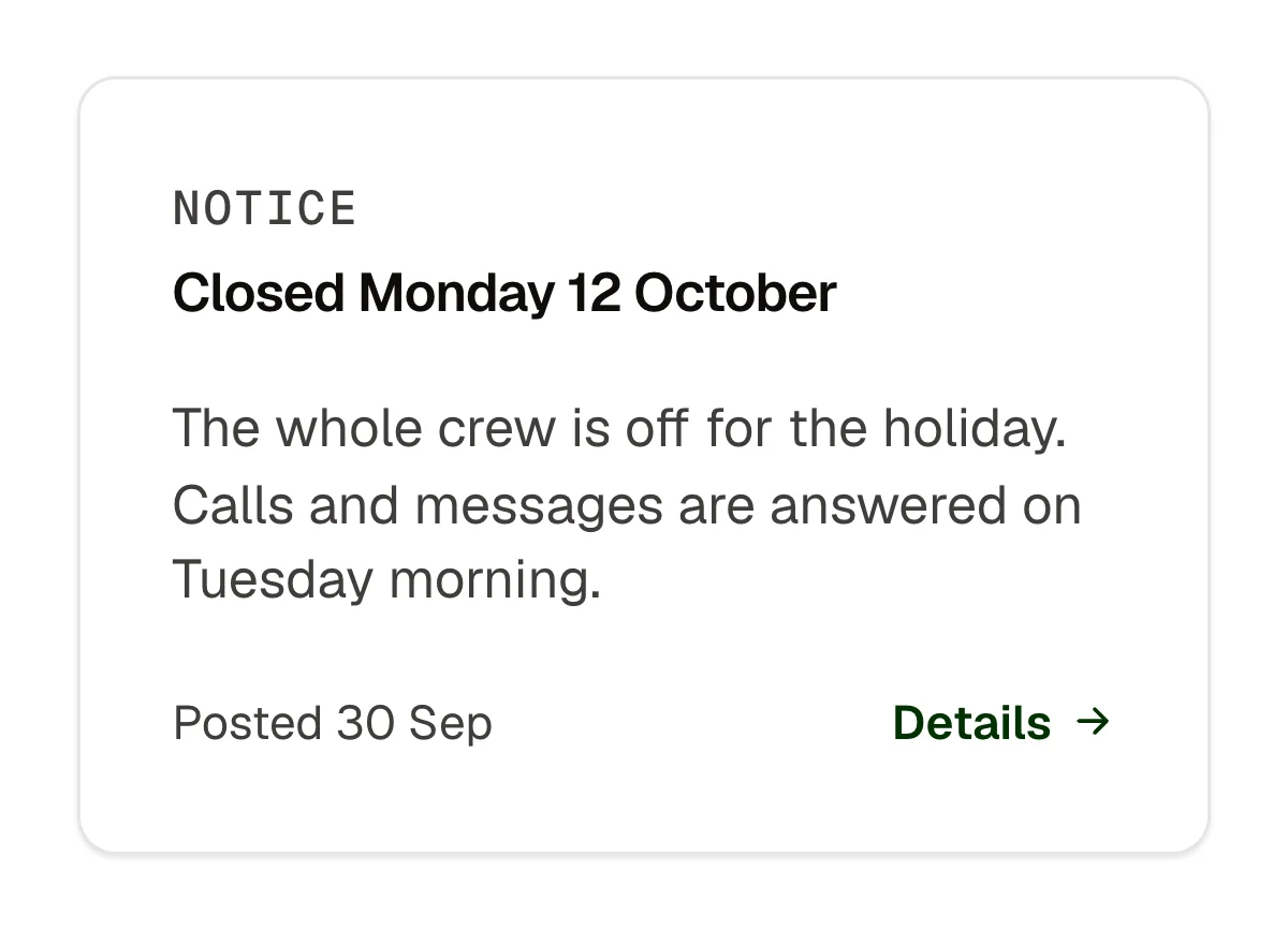 Widget: announcement