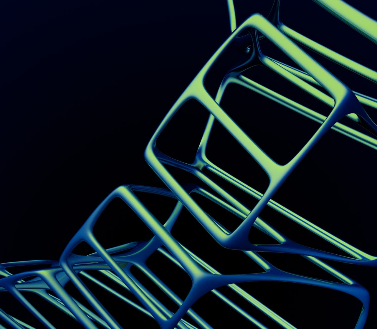 Luminous geometric shapes on a dark ground